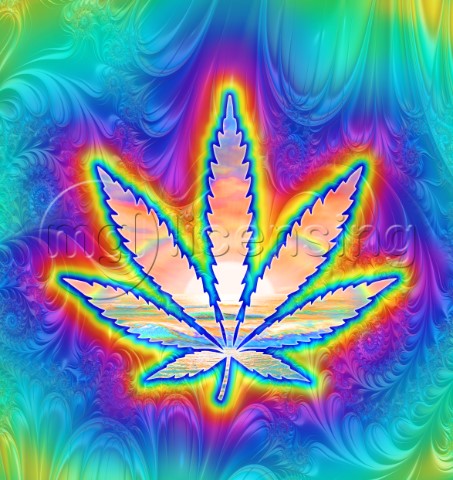 Cannabis Leaf Sunset variant 1