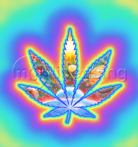 Cannabis Leaf Planets variant 1