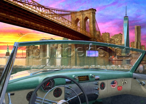 Brooklyn Bridge In Car