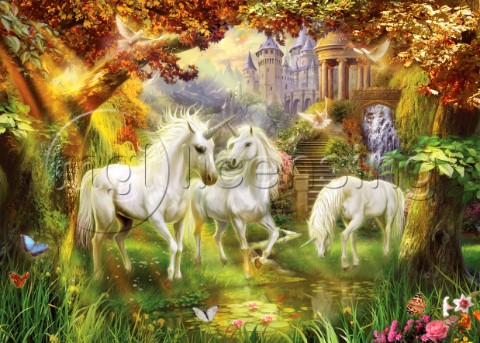Magical unicorn forest