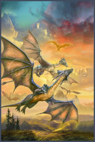 dragons over the landscape