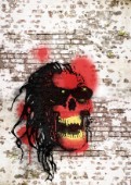 Zach spray-paint zombie head