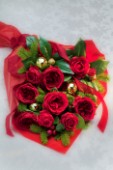Bouquet of Red Roses on a White Background