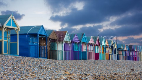 Beach Huts at Herne Bay Kent South East England UK