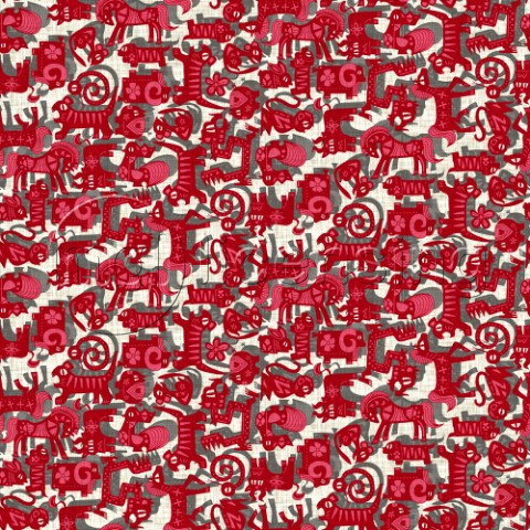 repeating pattern  abstracted Chinese zodiac animals