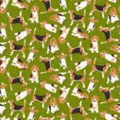 repeating pattern ~ scattered beagles on green