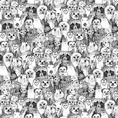 illustrated animals  also available as a repeating pattern