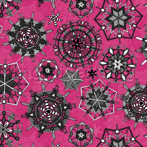 Mandala Snowflakes Pink variant 2