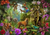Dark jungle temple and tigers (variant 1)