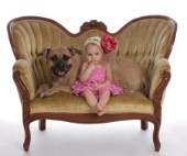 Girl and Dog on Comfort Couch MF 5605