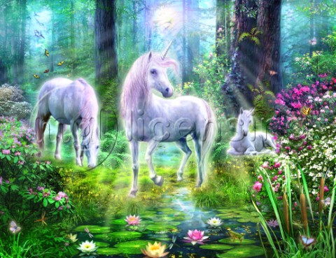Forest unicorn family