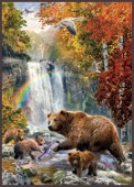 Bears Under Waterfall