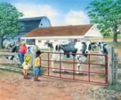 Break from chores - cows and children