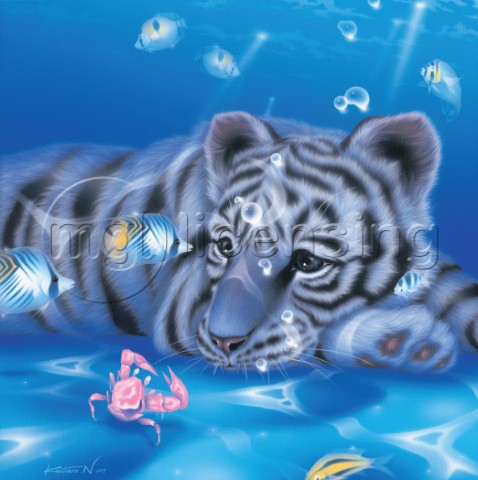 Mother Ocean  white tiger cub