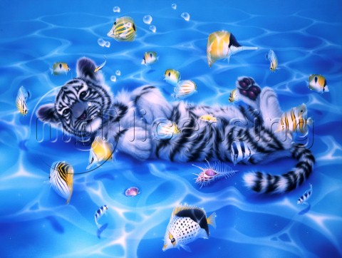 Ocean Bed  white tiger cub
