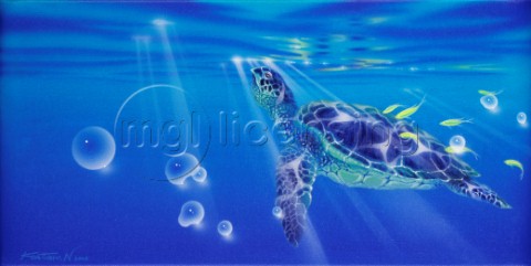 To the light  sea turtle