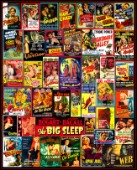 A collage of vintage film noir movie theater posters from the 1940s and 50s.