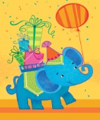 Elephant with Present and Balloon