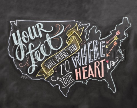 USA Map Heart
