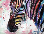 Zebra oil on canvas in multicolour