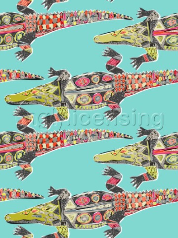 repeating pattern  illustrated crocodiles
