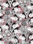repeating pattern ~ illustrated hummingbird floral