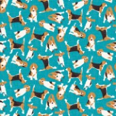 repeating pattern ~ scattered beagles on blue