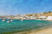 Mykonos beach and boats