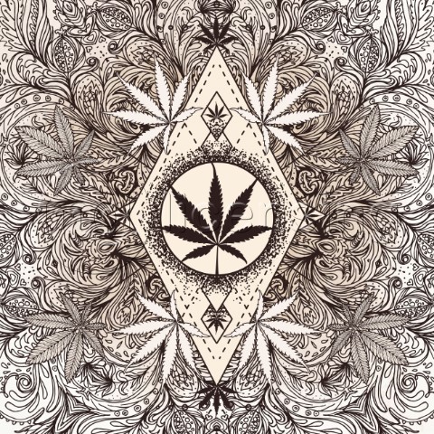 Cannabis Lin Art Pattern