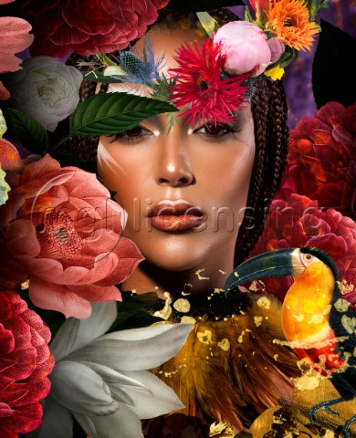 Woman Surrounded By Flowers
